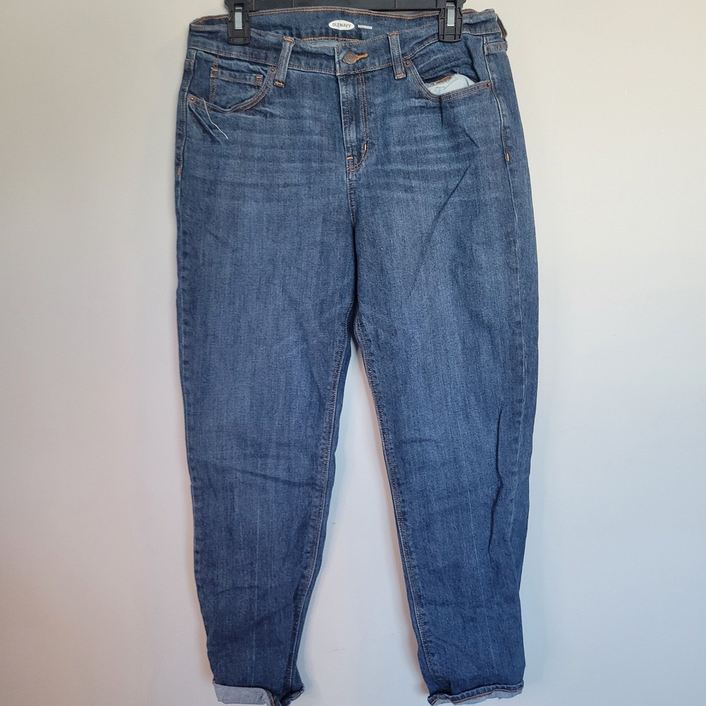 Old Navy Boyfriend Jeans Womens 10 Medium Wash Mid Rise Relaxed Denim Ankle